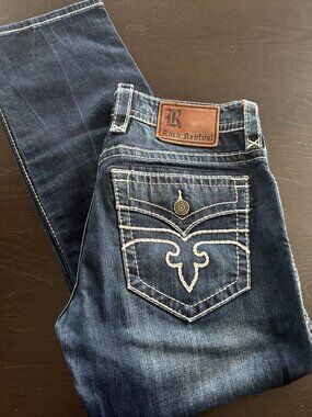Mens Rock Revival Ryker Straight Denim Jeans Size 33 X 31